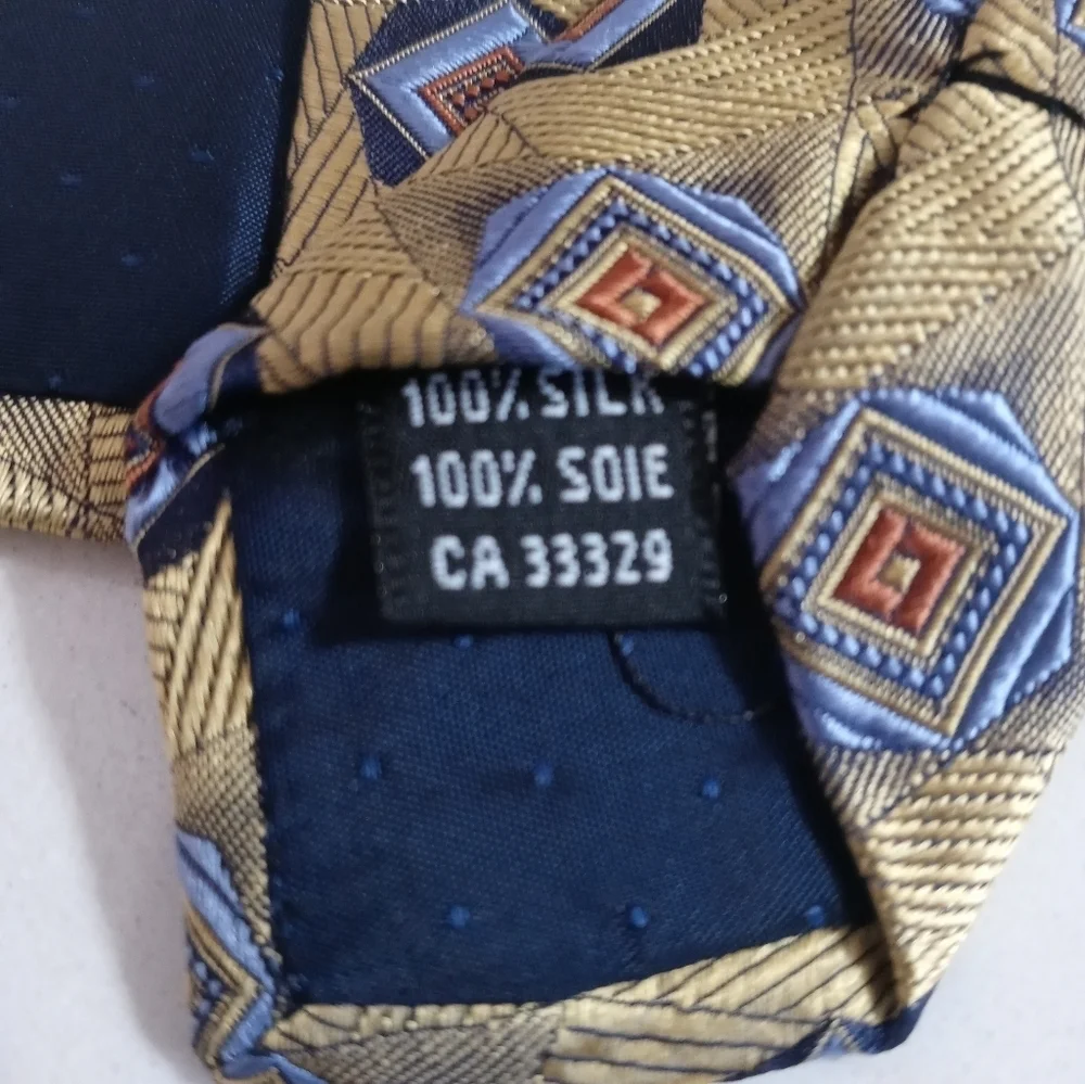 Kolte Italy Classic Designer 100%Silk Blue/Gold Men's Necktie Made in Italy 59/4